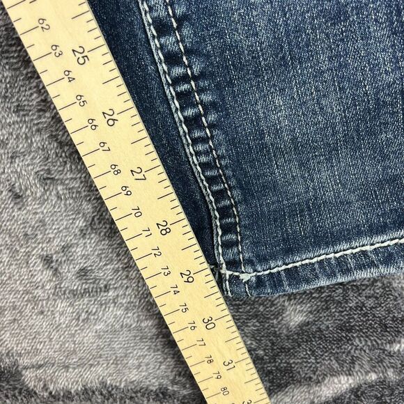 Grace in LA Easy Fit Embellished Feather Beaded Blue Denim Jeans 27 Whisker - Picture 5 of 11